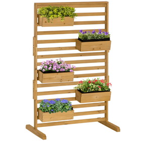 Outsunny Wooden Plant Trellis Stand with 5 Hanging Planter Boxes, Freestanding Outdoor Plant Stand for Patio, Garden, Balcony, Porch W2225P217233