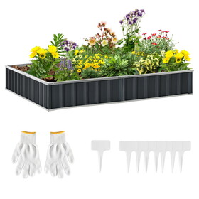 Outsunny 8.5' x 3' x 1' Raised Garden Bed, Galvanized Metal Planter Box for Vegetables Flowers Herbs, Dark Gray W2225P217238