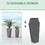 Outsunny Set of 3 Tall Planters, 28.75", 24.5", 20.5", MgO Indoor Outdoor Planters with Drainage Holes, Stackable Flower Pots for Garden, Patio, Balcony, Front Door, Gray W2225P217246