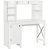 HOMCOM Farmhouse Computer Desk with Hutch and Cabinet, Home office Desk with Storage, for Study, White W2225P217268