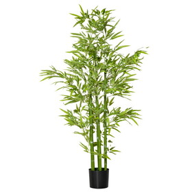 HOMCOM 5FT Artificial Bamboo Tree, Faux Decorative Plant in Nursery Pot for Indoor or Outdoor D&#233;cor W2225P217276