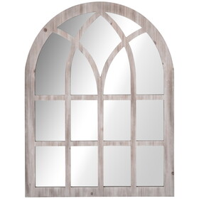 HOMCOM 41" x 31.5" Large Rustic Wall Mirror, Arch Window Mirror for Wall Decor in Living Room, Bedroom, Entryway, Natural W2225P217277