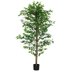 HOMCOM 6ft Artificial Ficus with Pot, Indoor Outdoor Fake Plant for Home Office Living Room D&#233;cor W2225P217280