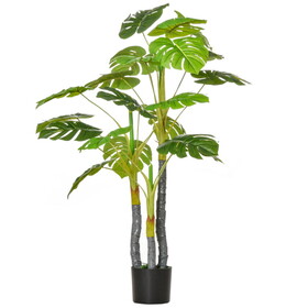 HOMCOM 4FT Artificial Monstera Tree, Faux Decorative Plant in Nursery Pot for Indoor or Outdoor D&#233;cor W2225P217283