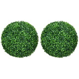 HOMCOM Set of 2 15.75 inch Artificial Ball Boxwood Topiary Trees Balls, Indoor Outdoor Fake Plants for Home, Office & Living Room Decor W2225P217286