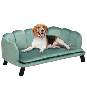 PawHut Velvet Large Dog Couch with Foam Cushion, Soft and Cute Dog Bed with Pearl Design, Dog Sofa for Big and Medium Dogs, Green W2225P217297