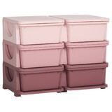 Qaba 3 Tier Kids Storage Unit, 6 Drawer Chest Toy Organizer Plastic Bins for Kids Bedroom Nursery Kindergarten Living Room for Boys Girls Toddlers, Pink W2225P217321