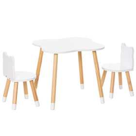 Qaba Wooden Kids Table and Chair Set Ideal for Arts, Meals, Homework, Cute Toddler Activity Table for Age 3 Years+, White W2225P217329