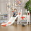 Qaba Toddler Swing Set, 4 in 1 Toddler Playground for Kids 1-3 Years Old, Indoor Toddler Playset with Slide, Swing, Basketball Hoop, Climber, Basketball, Red W2225P217352