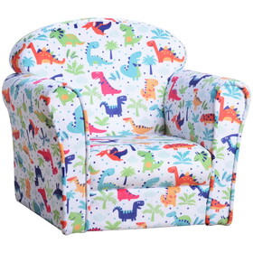 Qaba Kid's Sofa Chair with Dinosaur Design and Thick Padding, Flannel-Covered Toddler Armchair for Bedroom, Playroom W2225P217360