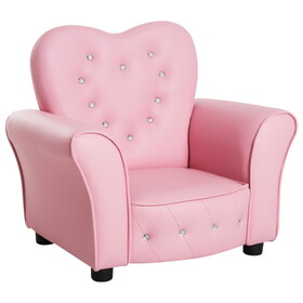 Qaba Kids Sofa Toddler Tufted Upholstered Sofa Chair Princess Couch Furniture with Diamond Decoration for Preschool Child, Pink W2225P217362