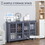 HOMCOM Sideboard, Buffet Cabinet with 4 Tempered Glass Doors, Stripe Pattern and Adjustable Storage Shelf, Credenza, Gray W2225P217376