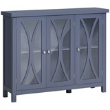 HOMCOM Sideboard, Buffet Cabinet with 3 Tempered Glass Doors, Arc Pattern and Adjustable Storage Shelf, Credenza, Gray W2225P217378