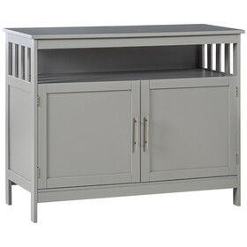 HOMCOM Sideboard Buffet Cabinet, Modern Kitchen Cabinet, Coffee Bar Cabinet with 2-Level Shelf and Open Compartment, Grey W2225P217395