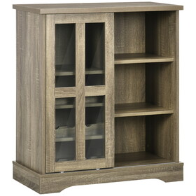 HOMCOM Coffee Bar Cabinet, 36" Sideboard Buffet Cabinet with Sliding Door, Wine Cabinet with Storage, Gray W2225P217397