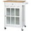 HOMCOM 27" Rolling Kitchen Island Cart with Drawer and Glass Door Cabinet, Kitchen Trolley with Adjustable Shelf and Towel Rack, White W2225P217402