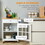 HOMCOM 27" Rolling Kitchen Island Cart with Drawer and Glass Door Cabinet, Kitchen Trolley with Adjustable Shelf and Towel Rack, White W2225P217402