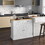 HOMCOM Rolling Kitchen Island with Drop Leaf Wood Breakfast Bar, Farmhouse Kitchen Cart with 2 Drawers, Adjustable Shelves for Dining Room, White W2225P217403