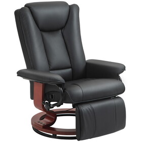 HOMCOM Manual Swivel Recliner Chair, PU Leather Reclining Chair with Footrest for Living Room, Black W2225P217423