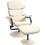 HOMCOM Recliner Chair with Ottoman, PU Leather Swivel High Back Armchair w/ Footrest, 135&#176; Adjustable Backrest and Thick Foam Padding, Cream White W2225P217428