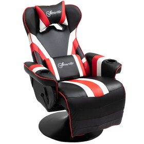 Vinsetto Gaming Chair, Racing Style Computer Recliner with Lumbar Support, Footrest and Cup Holder, Black/White/Red W2225P217437