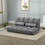 HOMCOM Convertible Floor Sofa Chair, Folding Couch Bed, Guest Chaise Lounge with 2 Pillows, Adjustable Backrest and Headrest, 51.25" L, Light Gray W2225P217474