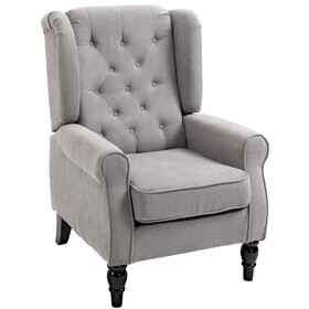 HOMCOM Button-Tufted Accent Chair with High Wingback, Rounded Cushioned Armrests and Thick Padded Seat, Grey W2225P217480