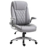 Vinsetto High Back 360° Swivel Ergonomic Home Office Chair with Flip Up Arms, Faux Leather Computer Desk Rocking Chair, Grey W2225P217483