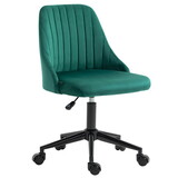 Vinsetto Mid-Back Office Chair, Velvet Fabric Swivel Scallop Shape Computer Desk Chair for Home Office or Bedroom, Green W2225P217491