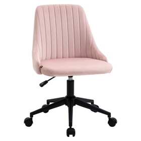 Vinsetto Mid-Back Office Chair, Velvet Fabric Swivel Scallop Shape Computer Desk Chair for Home Office or Bedroom, Pink W2225P217492