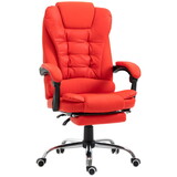 HOMCOM High Back Ergonomic Executive Office Chair, PU Leather Computer Chair with Retractable Footrest, Lumbar Support, Padded Headrest and Armrest, Red W2225P217493