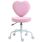 HOMCOM Heart Love Shaped Back Design Office Chair with Adjustable Height and 360 Swivel Castor Wheels, Pink W2225P217494