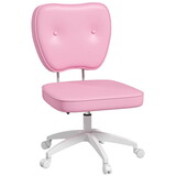 Vinsetto Cute Armless Office Chair, Small PU Leather Computer Desk Chair, Vanity Task Chair with Adjustable Height, Swivel Wheels, Mid Back, Pink W2225P217496