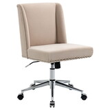 Vinsetto Mid Back Home Office Chair, Task Chair with Tilt, 360° Swivel, Padded Desk Chair with Adjustable Height, Beige W2225P217501