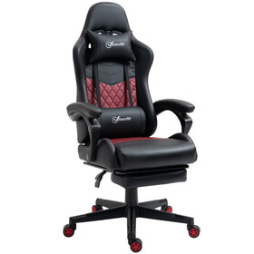 Vinsetto Racing Gaming Chair Diamond PU Leather Office Gamer Chair High Back Swivel Recliner with Footrest, Lumbar Support, Adjustable Height, Black W2225P217512