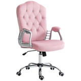 Vinsetto Home Office Chair, Velvet Computer Chair, Button Tufted Desk Chair with Swivel Wheels, Adjustable Height, and Tilt Function, Pink W2225P217514