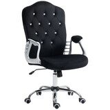 Vinsetto Home Office Chair, Velvet Computer Chair, Button Tufted Desk Chair with Swivel Wheels, Adjustable Height, and Tilt Function, Black W2225P217515