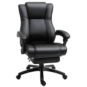 Vinsetto Executive High Back Office Chair Executive Computer Desk Chair with PU Leather, Adjustable Height and Retractable Footrest, Black W2225P217517