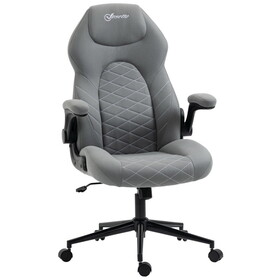 Vinsetto Gaming Chair with Flip Up Arm, High Back Desk Computer Chair, Gamer Chair with Adjustable Height and Swivel Wheel, Light Gray W2225P217520