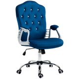 Vinsetto Home Office Chair, Velvet Computer Chair, Button Tufted Desk Chair with Swivel Wheels, Adjustable Height, and Tilt Function, Blue W2225P217524