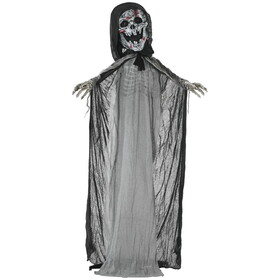 Outsunny 74" Life Size Outdoor Halloween Decorations Skeleton Witch, Animated Prop Animatronic Decor with Sound and Motion Activated, Light Up Eyes and Chest, Howling and Chain Sound W2225P217527