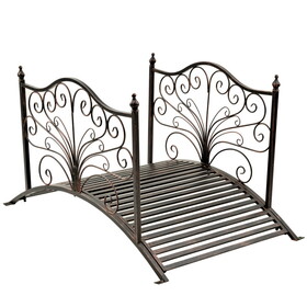 Outsunny 4' Metal Arch Backyard Garden Bridge with Safety Siderails, Delicate Scrollwork, & Easy assembly, Black Bronze W2225P217548