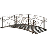 Outsunny 6' Metal Arch Backyard Garden Bridge, Safety Siderails, Arc Footbridge for Backyard Creek, Stream, Pond, Bronze W2225P217550