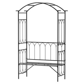 Outsunny Metal Trellis Arbor Arch for Climbing Plants with Garden Bench, Grow Grapes & Vines, Patio Decor & 2-Person Outdoor Steel Decorative Seating, 484 lbs. Weight Capacity, Black W2225P217556