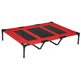 PawHut 48" x 36" Elevated Breathable Dog Bed Portable Pet Cot w/ Carry Bag Metal Frame Breathable Mesh Indoor and Outdoor Red W2225P217558