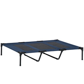 PawHut 48" x 36" Breathable Elevated Dog Bed Portable Pet Cot, Raised Pet Bed w/ Carry Bag Metal Frame Breathable Mesh Indoor and Outdoor Dark Blue W2225P217563