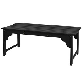 Outsunny Wooden Garden Bench, Outdoor Park Bench with Slatted Seat, Backless Front Porch Bench with Curved Seat for Conservatory, Garden, Poolside, Deck, Black W2225P217568