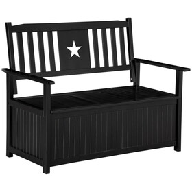 Outsunny Outdoor Storage Bench, 43 Gallon Deck Box with Armrests, Outdoor Storage Box for Patio Furniture Cushions and Garden Tools, Black W2225P217575