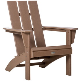 Outsunny Patio Adirondack Chair, Outdoor HDPE Fire Pit Chair, Weather Resistant Outdoor Chair with High-back, Patio Chair for Deck, Garden, Backyard, Brown W2225P217580