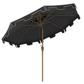 Outsunny 9' Patio Umbrella with Push Button Tilt and Crank, Double Top Ruffled Outdoor Market Table Umbrella with 8 Ribs, for Garden, Deck, Pool, Dark Gray W2225P217593